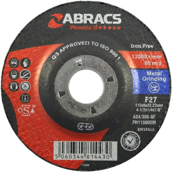 ABS0071 Abracs Metal Grinding Disc 115x6x22mm
