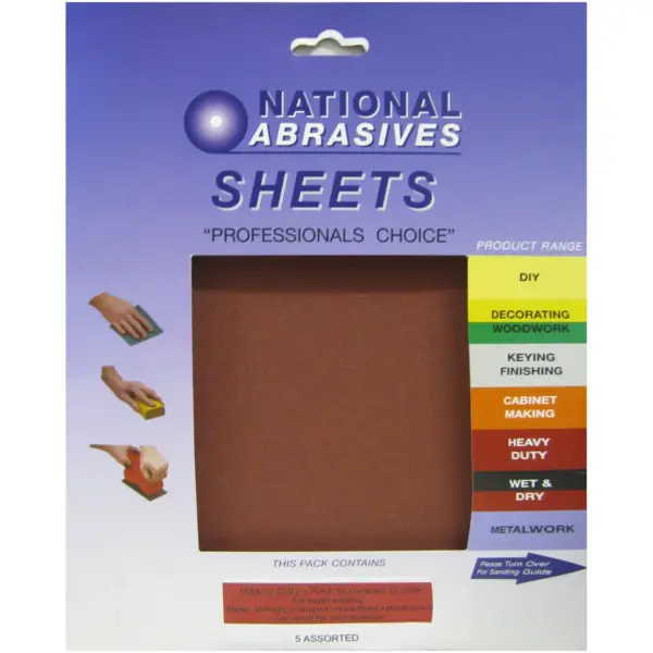 Assorted Heavy Duty Red Aluminium Oxide Sandpaper pk5