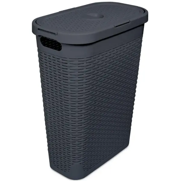 Addis Rattan Slim Laundry Hamper Charcoal 40L