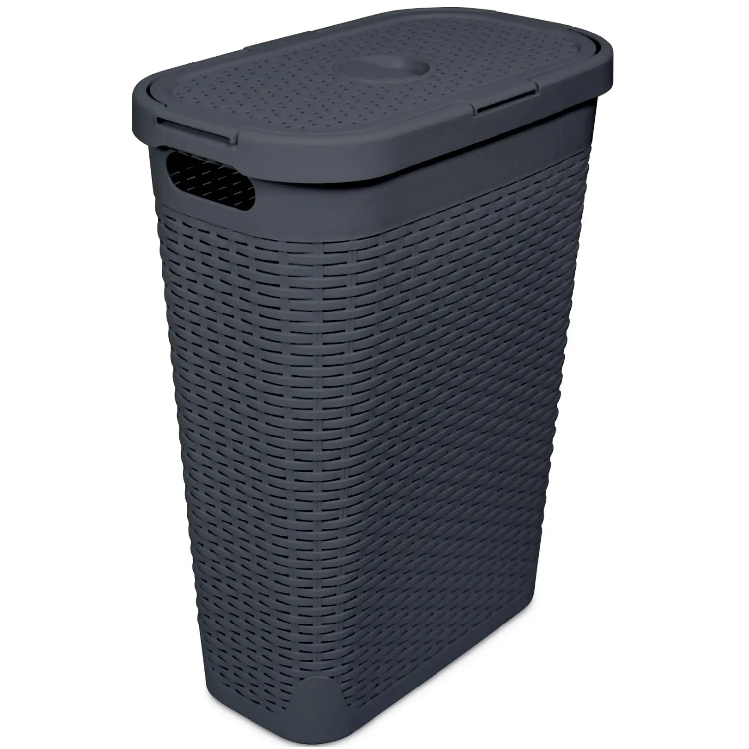 ADD0380 Addis Rattan Slim Laundry Hamper Charcoal 40L
