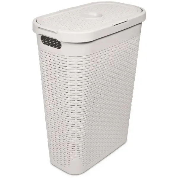 ADD0382 Addis Rattan Slim Laundry Hamper Calico 40L
