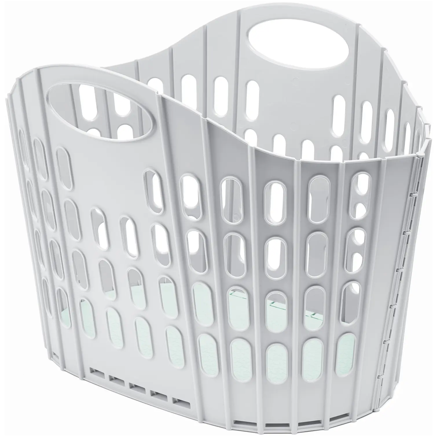 ADD0401 Addis Grey Green Fold Flat Laundry Basket 38Ltr