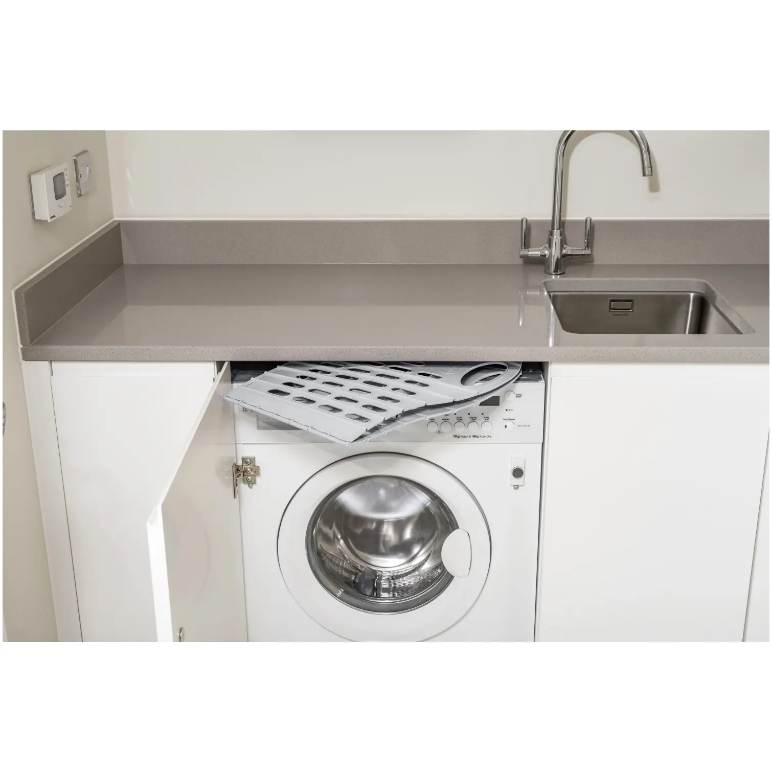 ADD0401_6 Addis Grey Green Fold Flat Laundry Basket 38Ltr