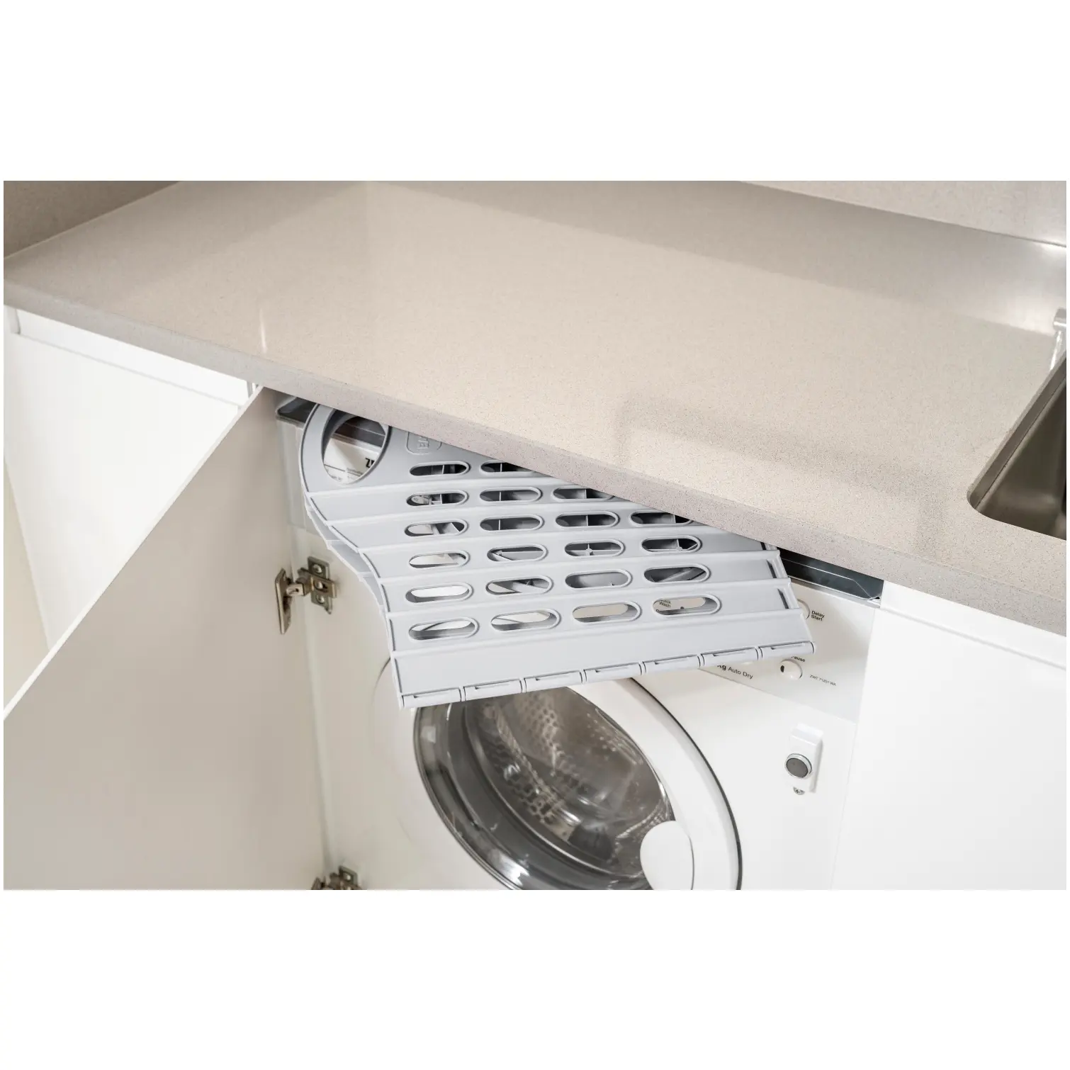 ADD0401_7 Addis Grey Green Fold Flat Laundry Basket 38Ltr