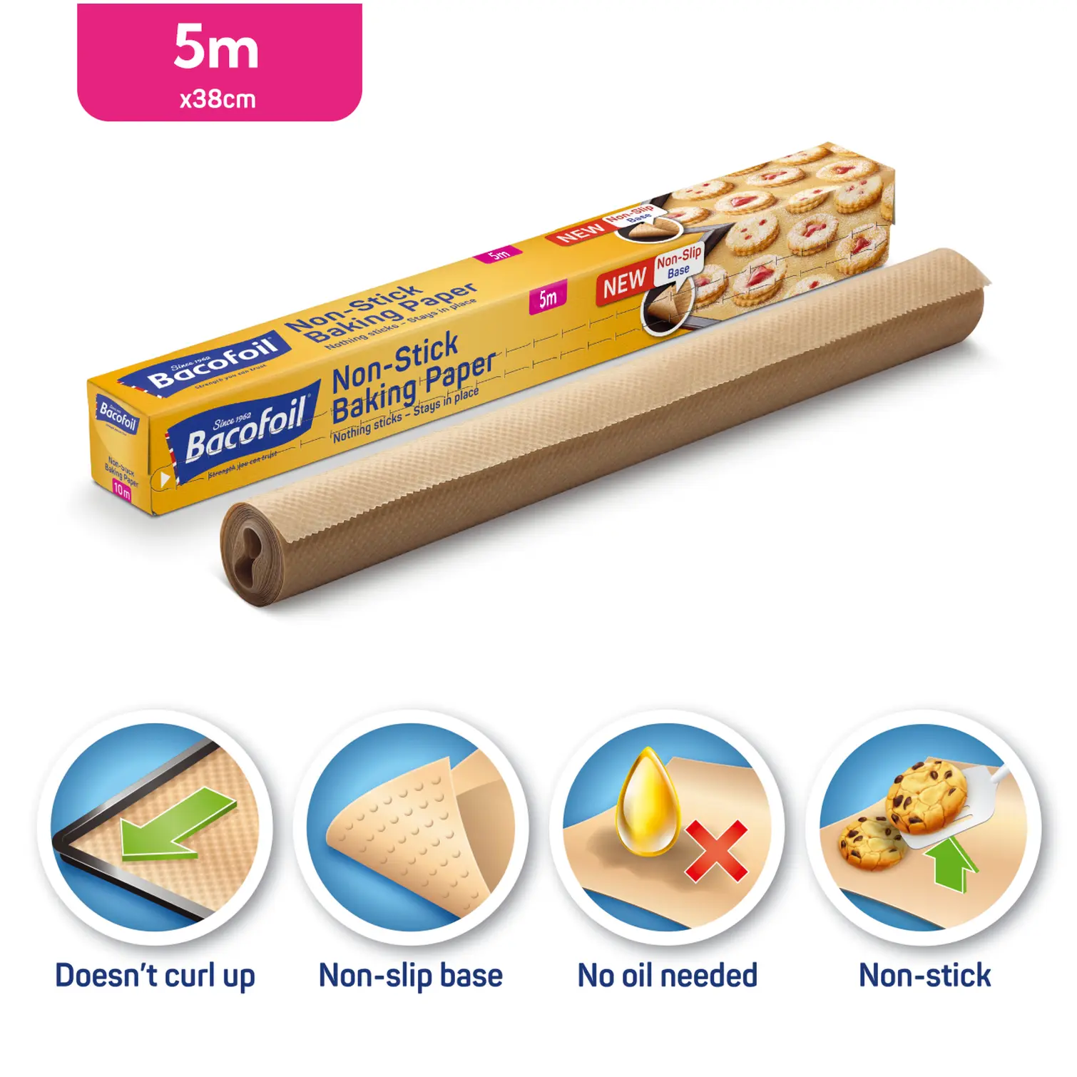 ALC0001_1 Bacofoil Non-Stick Baking Paper 5m x 38cm