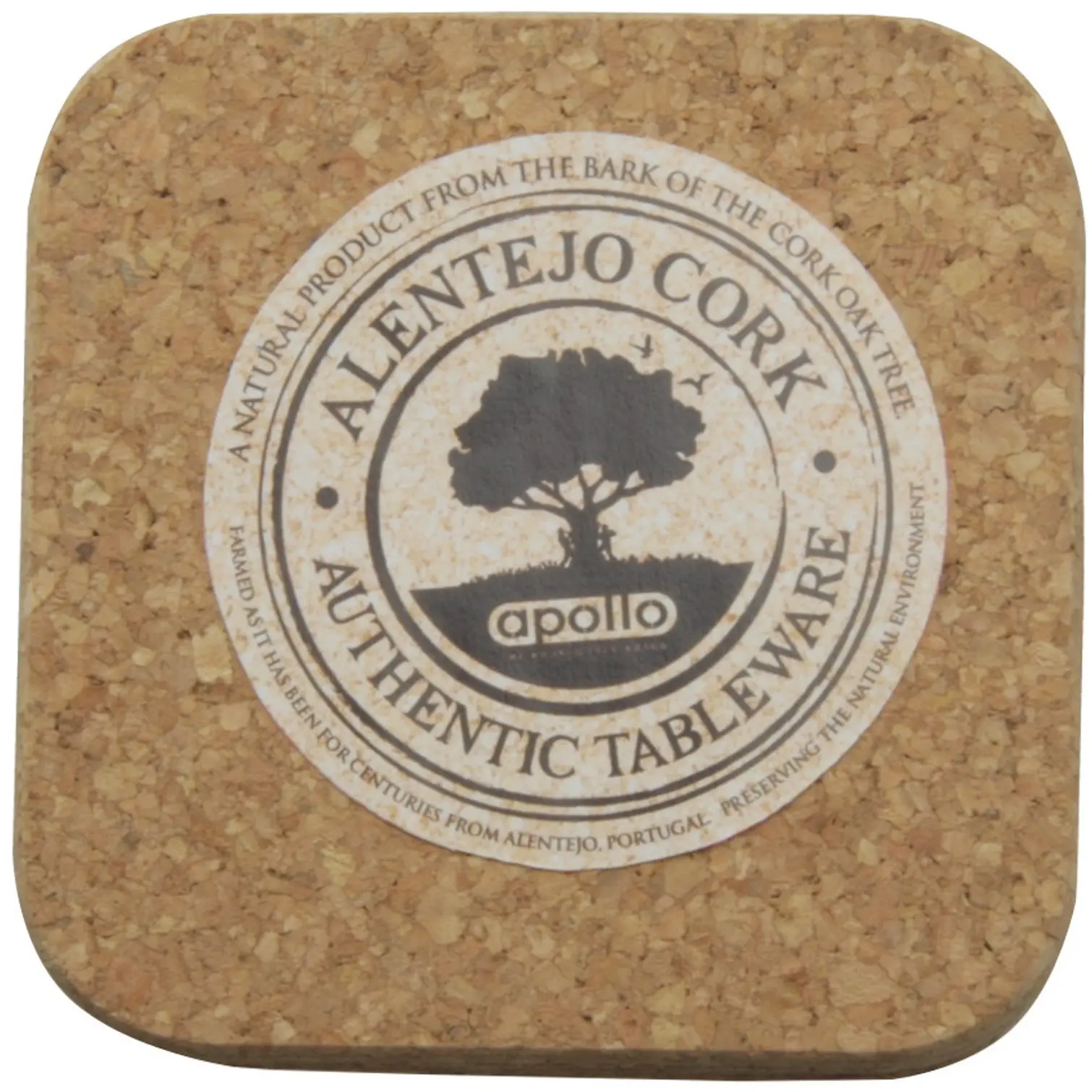APO0103 Apollo Cork 10cm Square Coasters Set of 6
