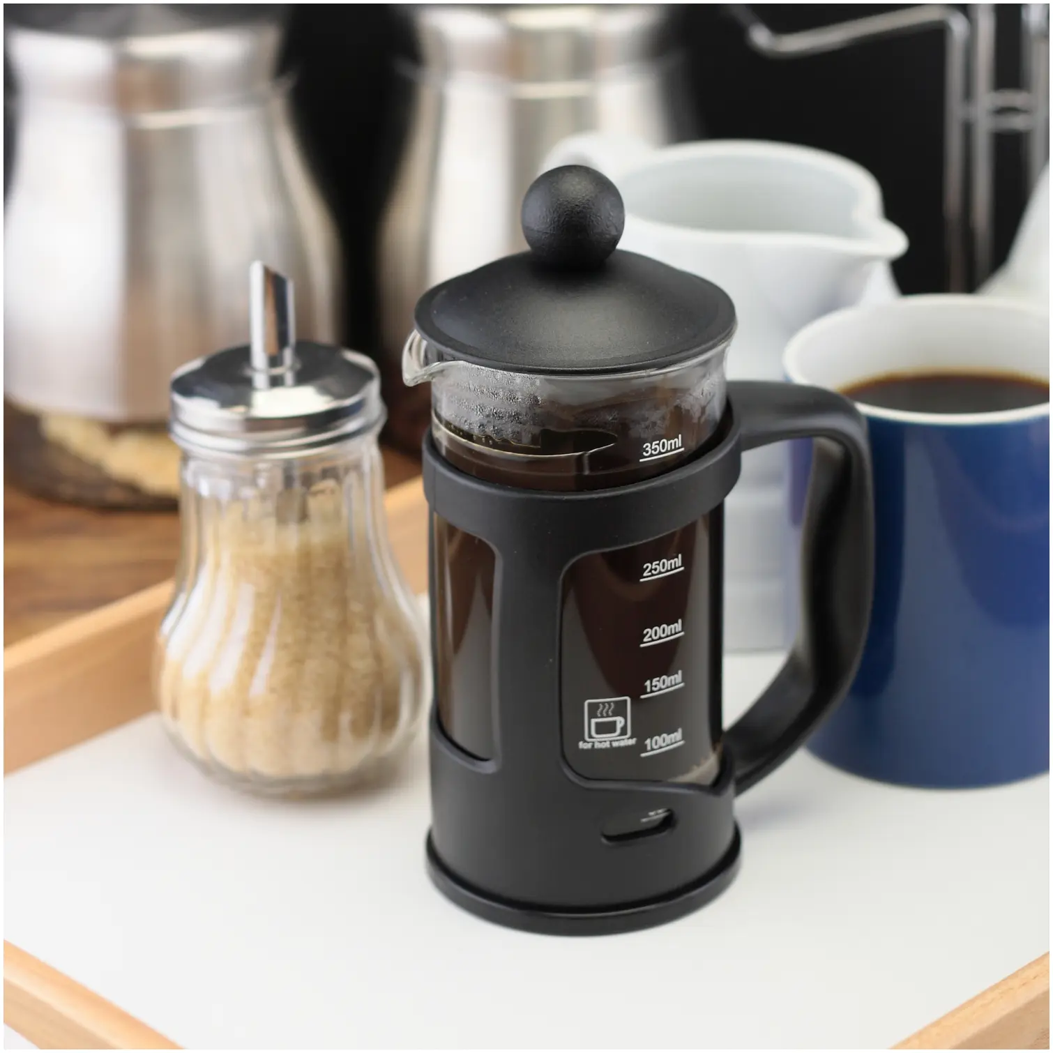 APO0120_3 Apollo Black Plastic Cafetiere 3 Cup 350ml