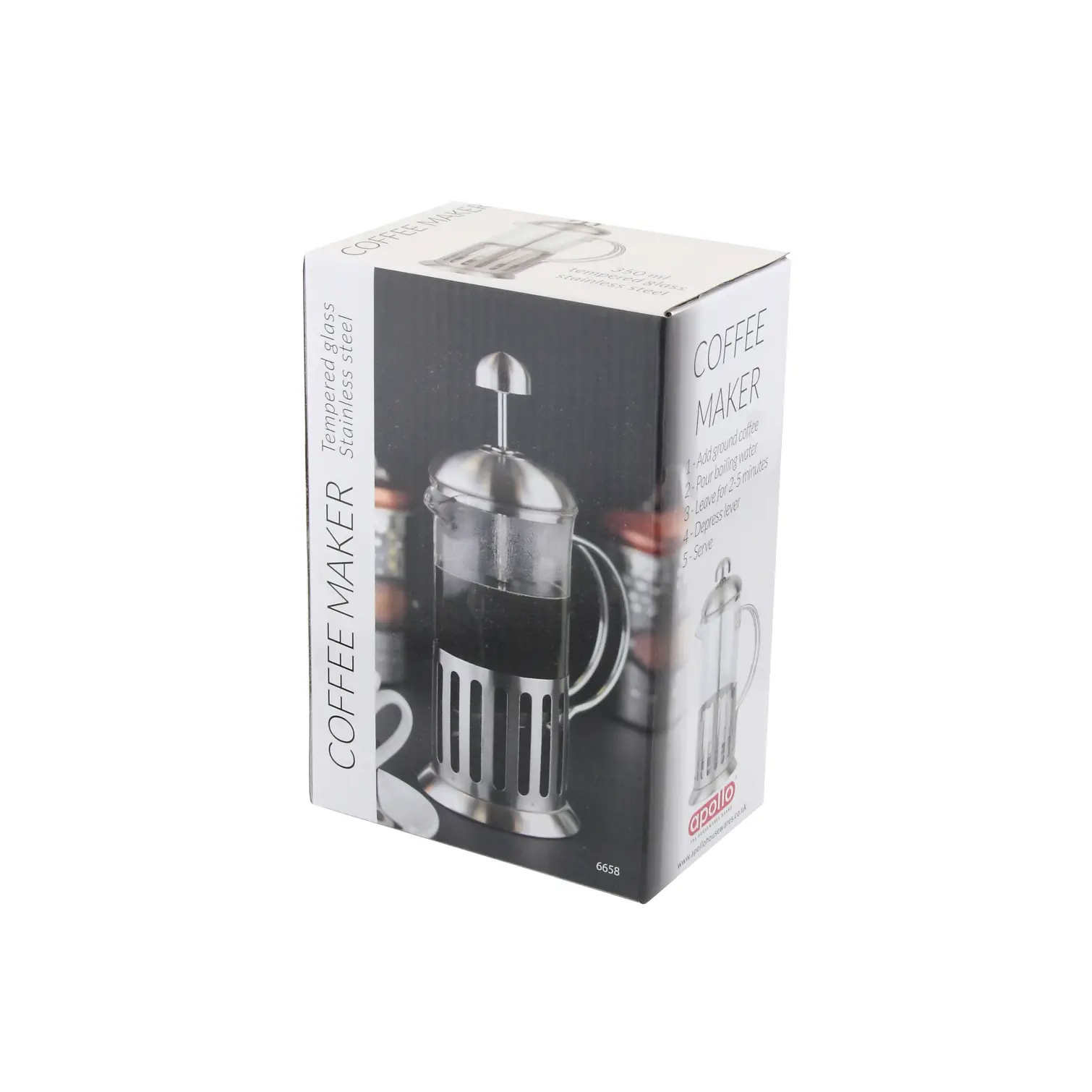 APO0123_1 Apollo 3 Cup Stainless Steel Cafetiere 350ml
