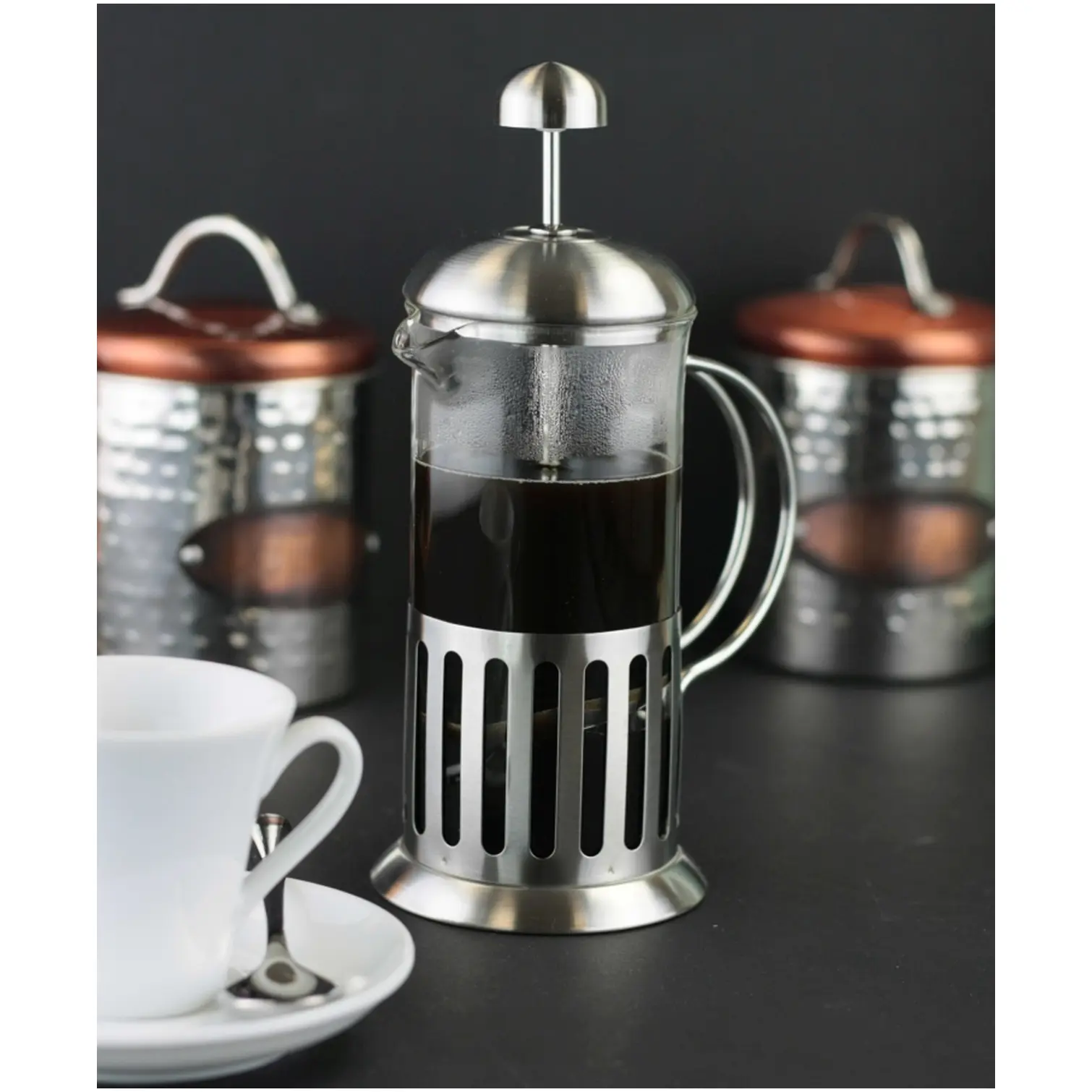 APO0123_2 Apollo 3 Cup Stainless Steel Cafetiere 350ml