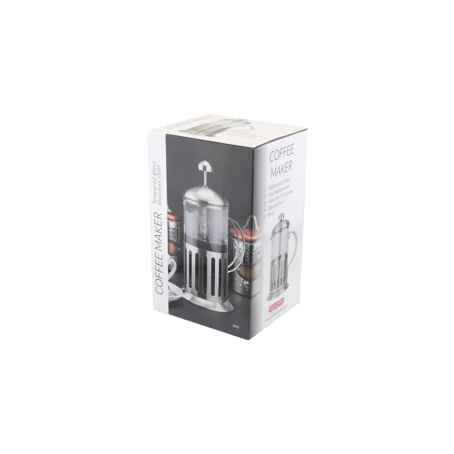 APO0124_1 Apollo 4 Cup Stainless Steel Cafetiere 600ml