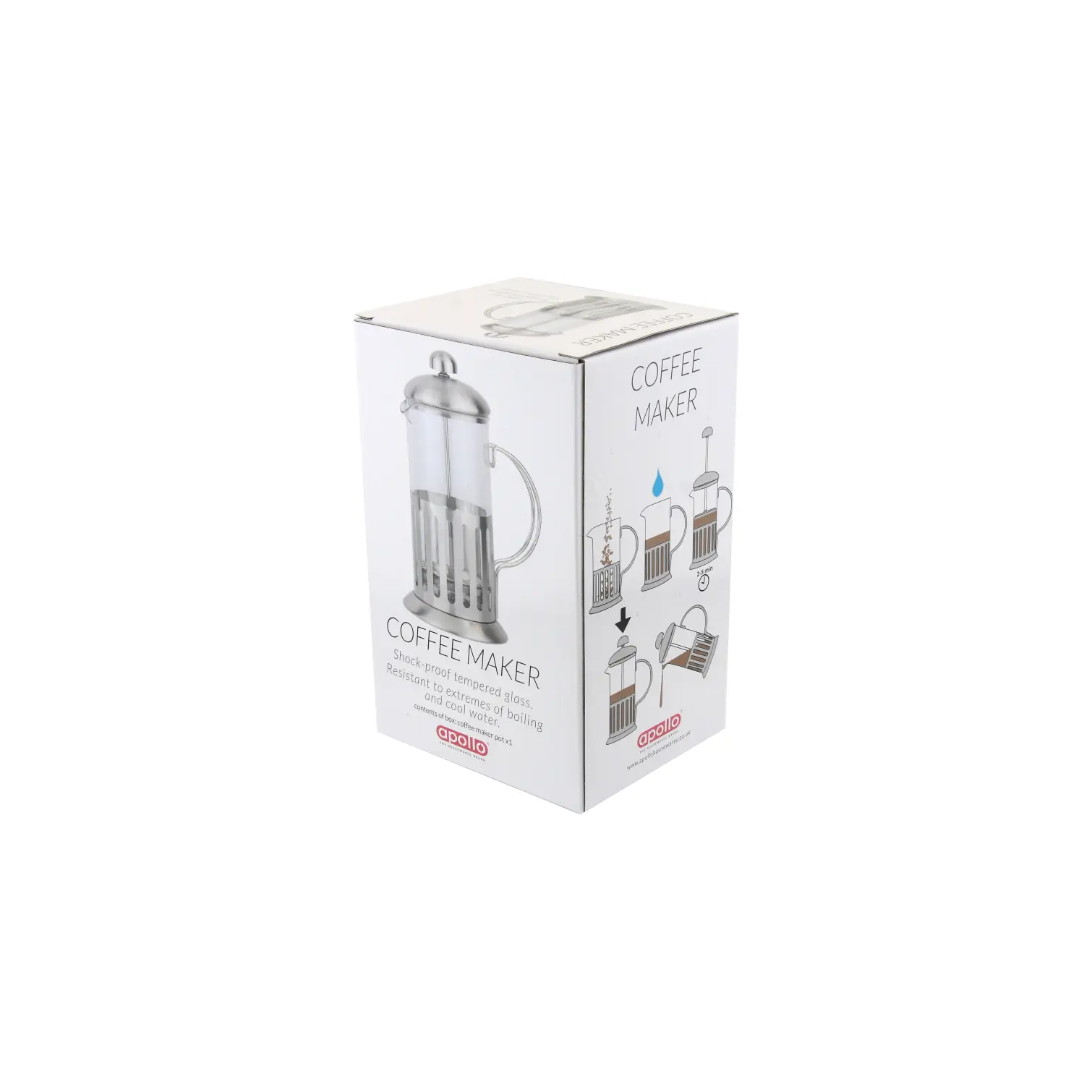 APO0124_2 Apollo 4 Cup Stainless Steel Cafetiere 600ml