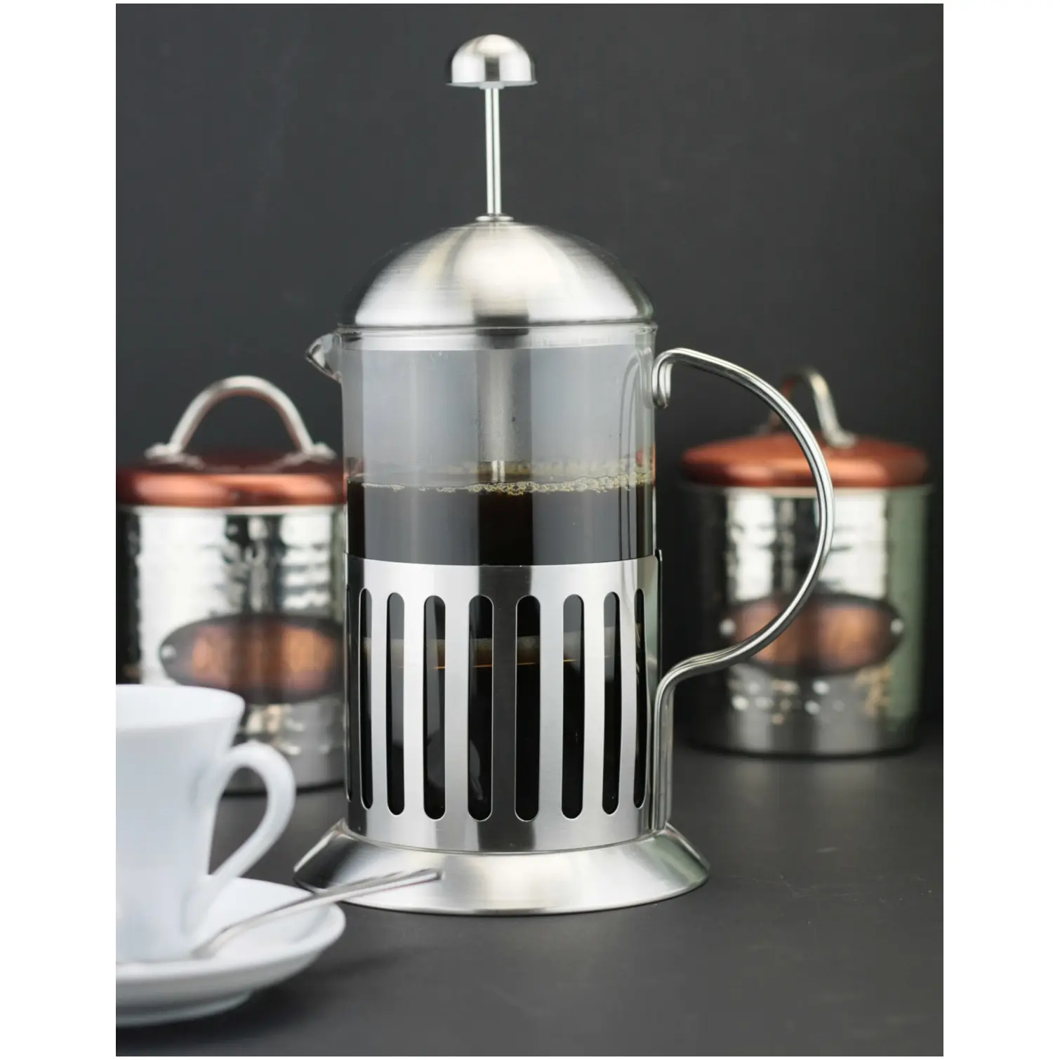 APO0124_3 Apollo 4 Cup Stainless Steel Cafetiere 600ml