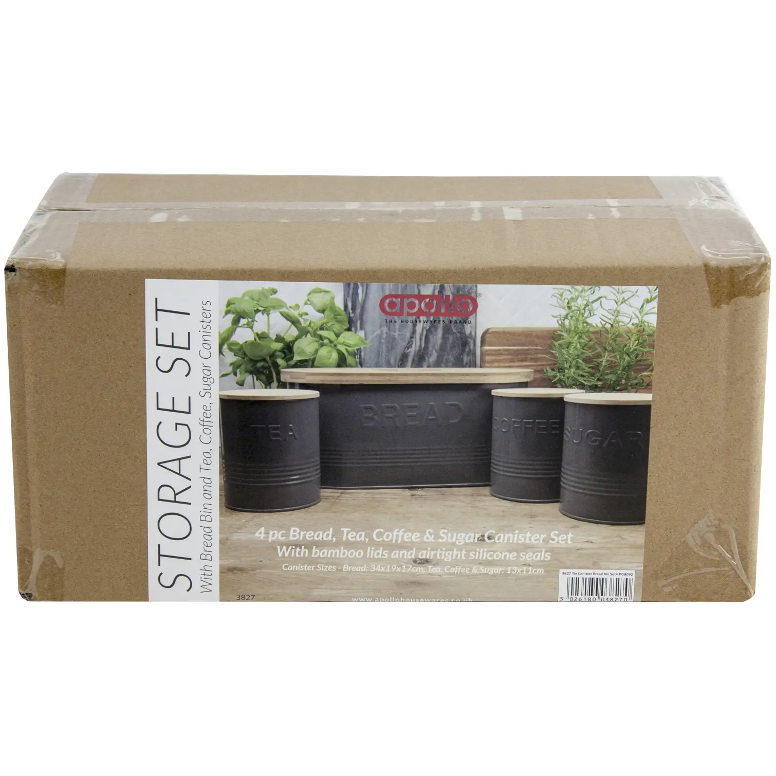 APO0169_1 Apollo Bread And Canister Bin Set Charcoal