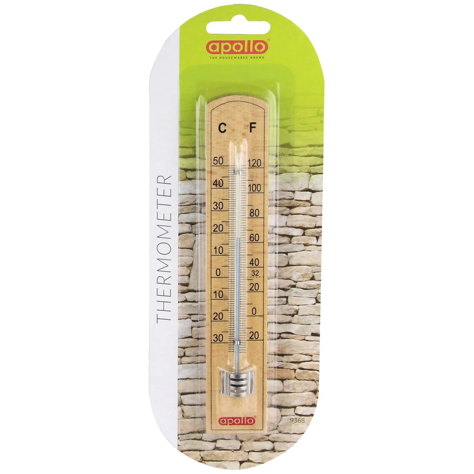 APO0201 Apollo Beechwood Wall Thermometer