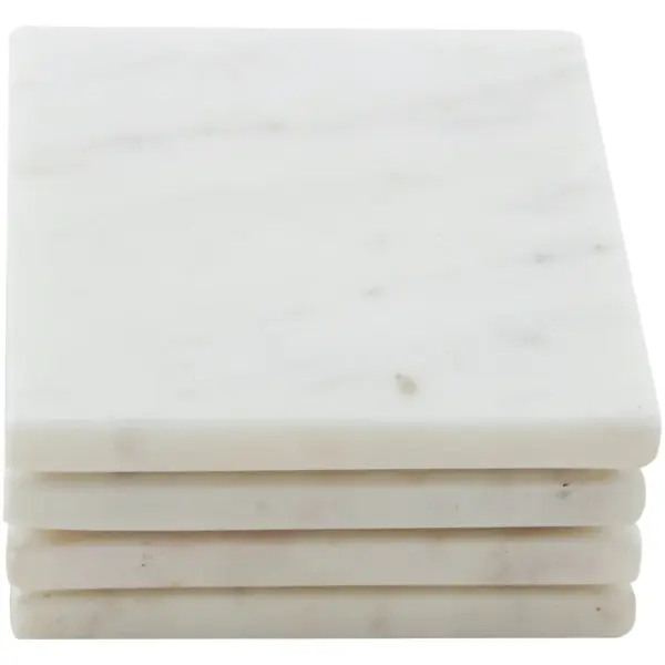APO0365 Apollo Square White Marble Coaster 4 Pack
