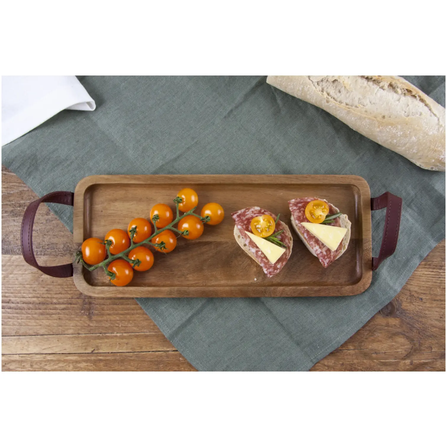 APO0410_1 Apollo Acacia Rectangular Tray Board 31x12.5x2cm