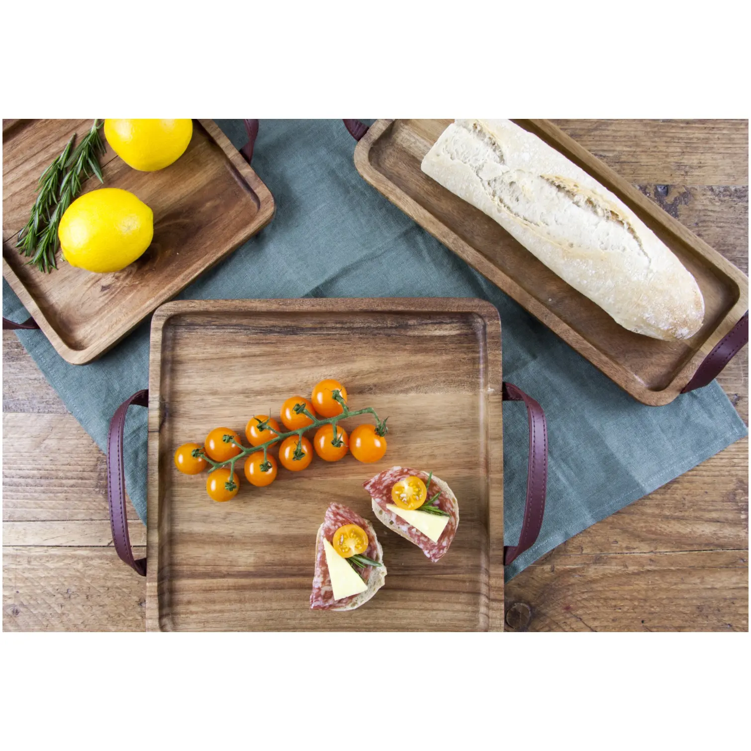 APO0414_1 Apollo Acacia Square Tray Board 20.5x20.5x2cm