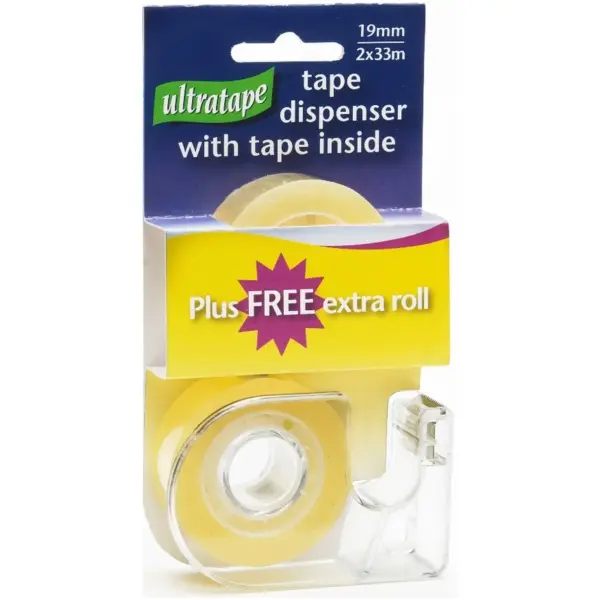 Ultratape Dispenser with 2 Tape Rolls 19mm x 33m