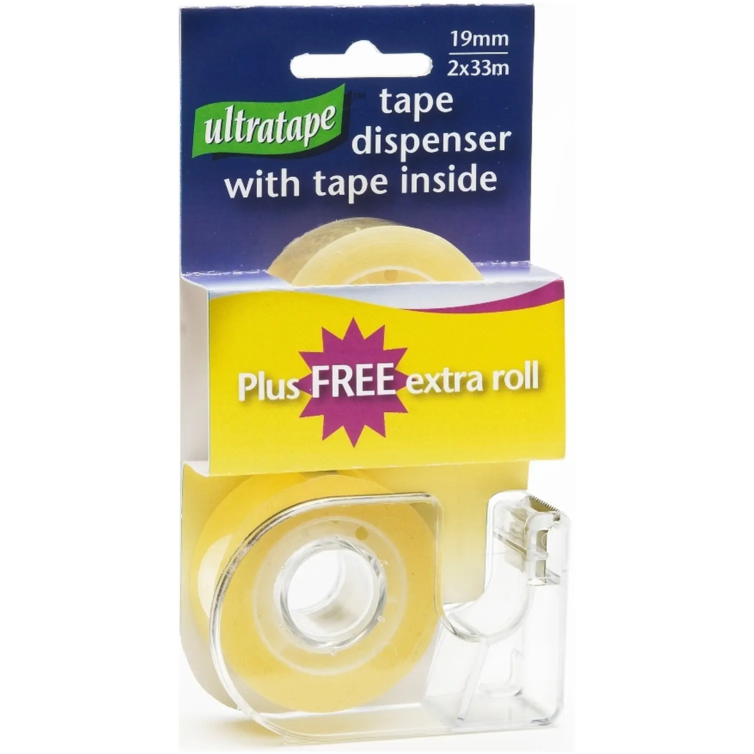 Ultratape Dispenser with 2 Tape Rolls 19mm x 33m