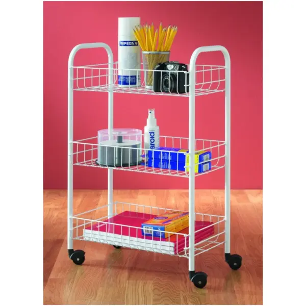 Metaltex Siena 3 Tier White Basket Trolley