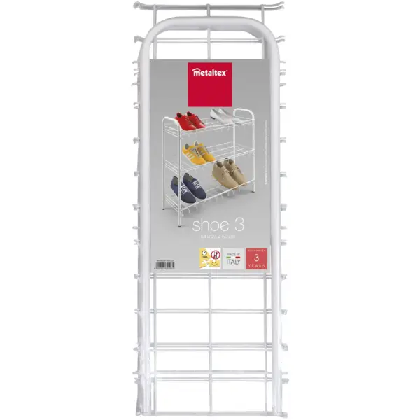 AST0110 Metaltex White 3 Tier Shoe Rack 64x23x59cm