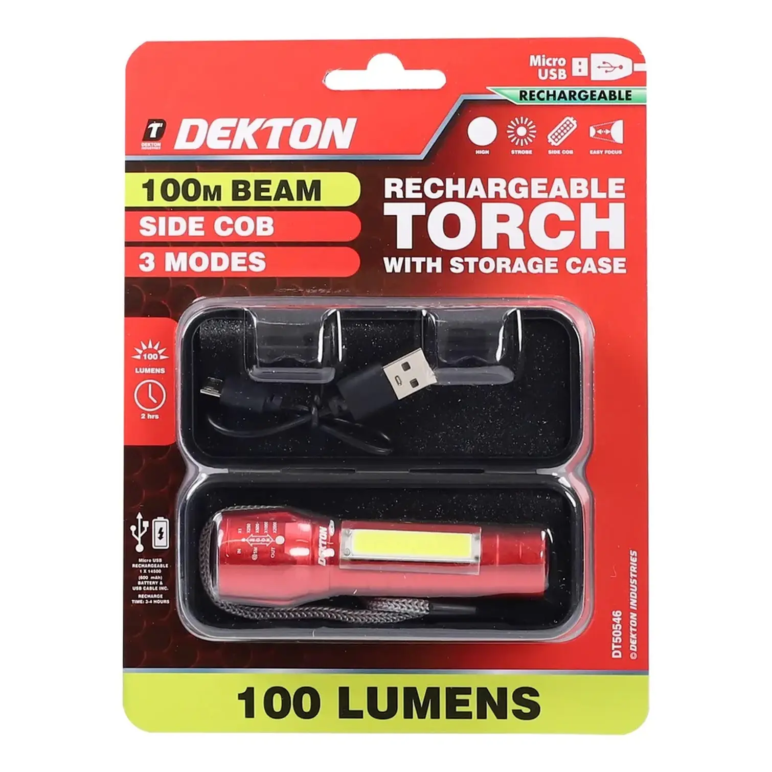 Dekton LED Flashlight Rechargeable
