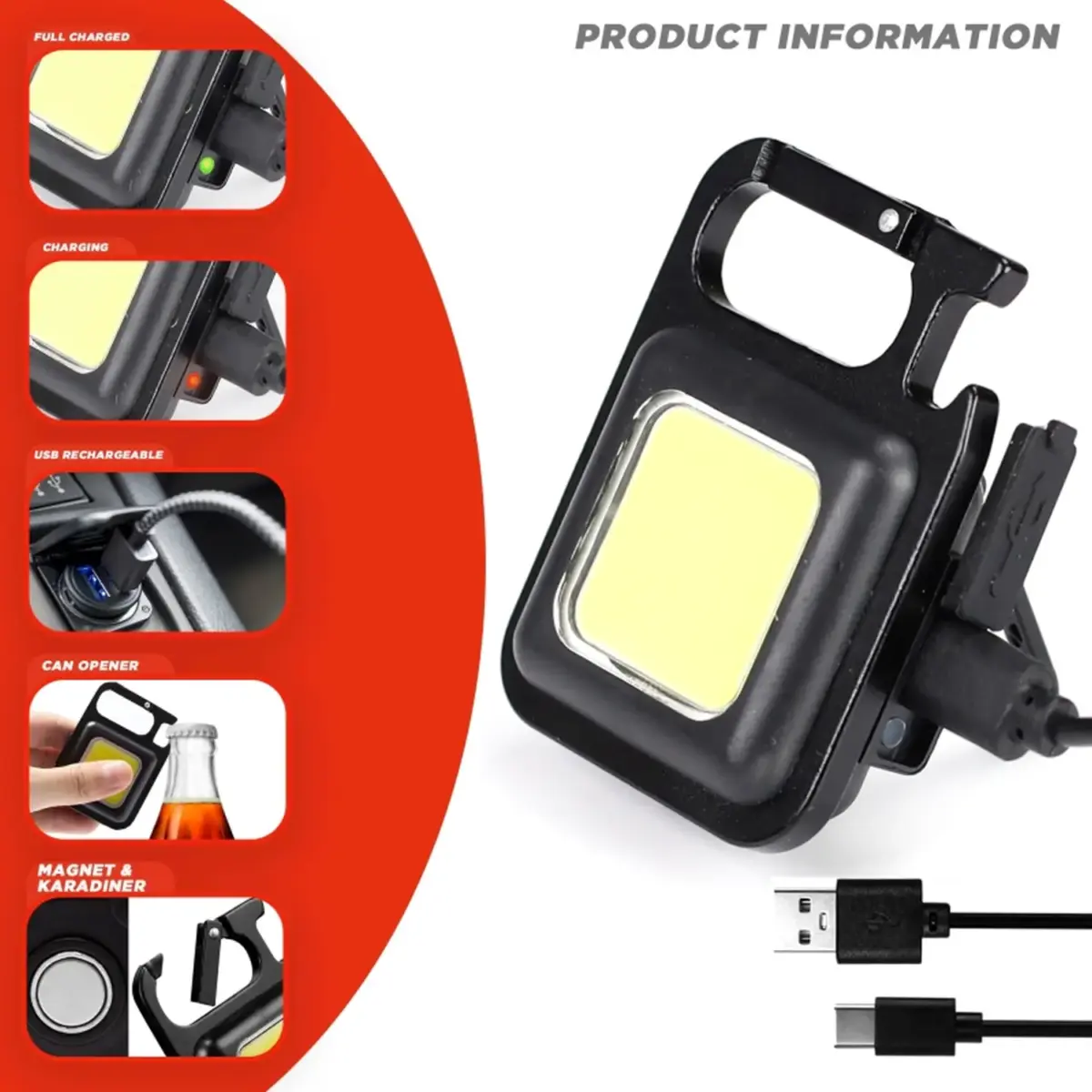 AVN0252_3 Dekton Rechargeable Keychain COB Light