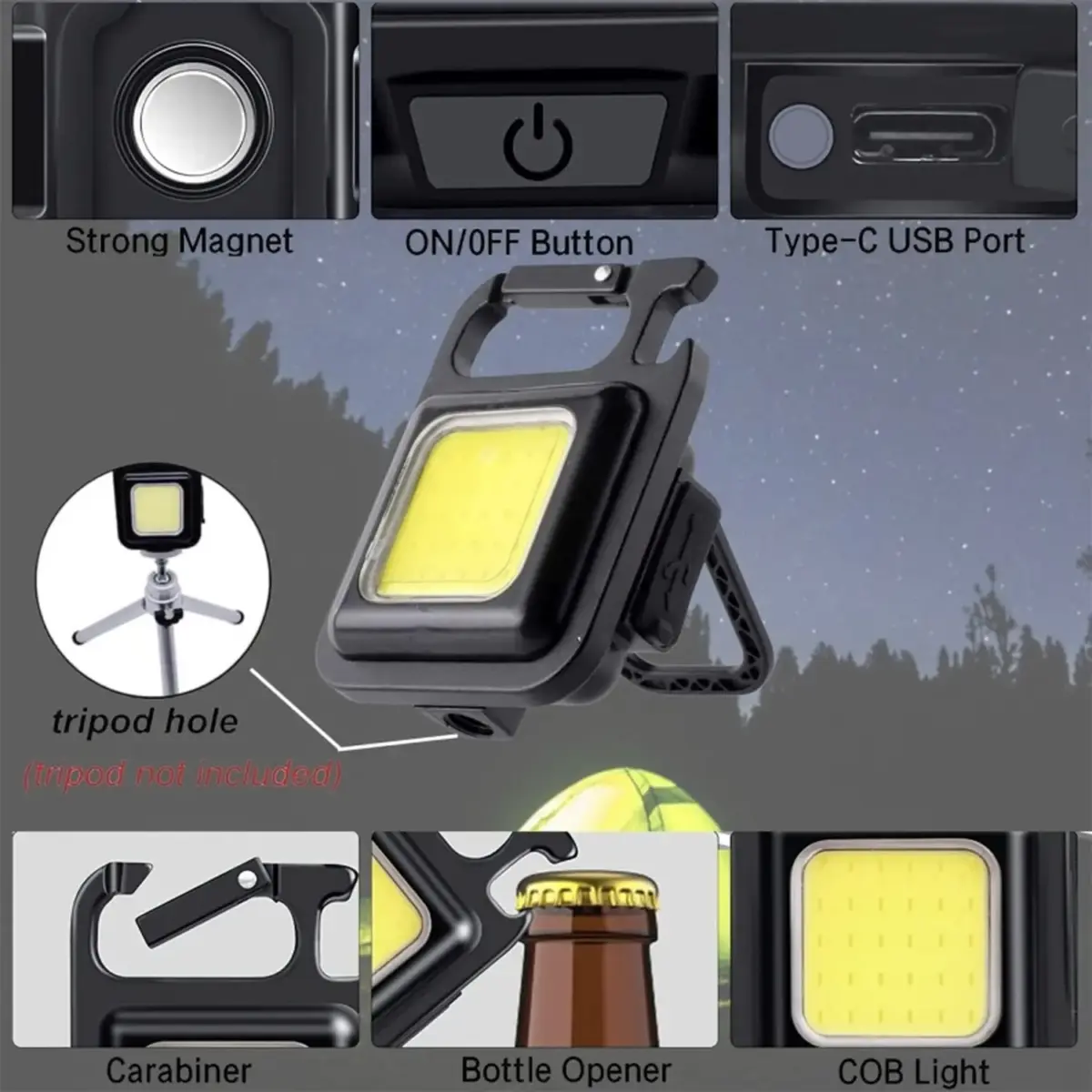 AVN0252_5 Dekton Rechargeable Keychain COB Light