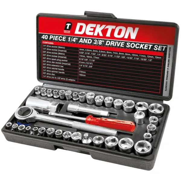 Dekton Socket Set 1/4 inch Drive 40 Pieces