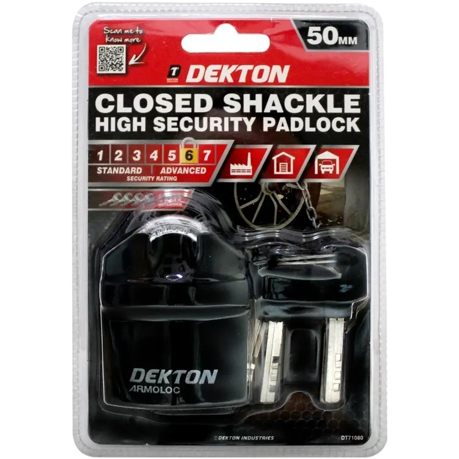 Dekton 50mm Closed Shackle Padlock