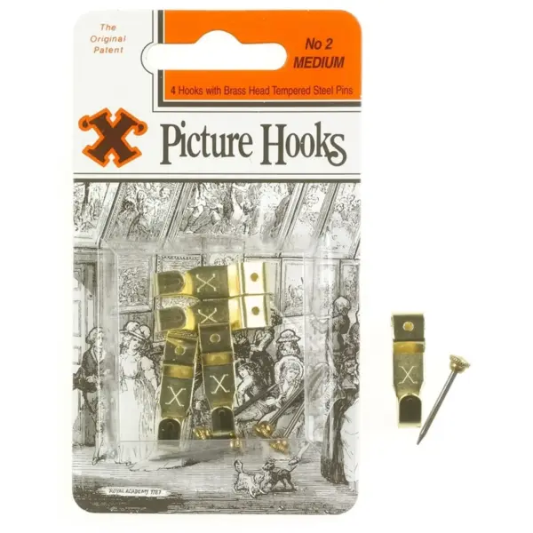 'X' Picture Hooks No.2 Medium pk4