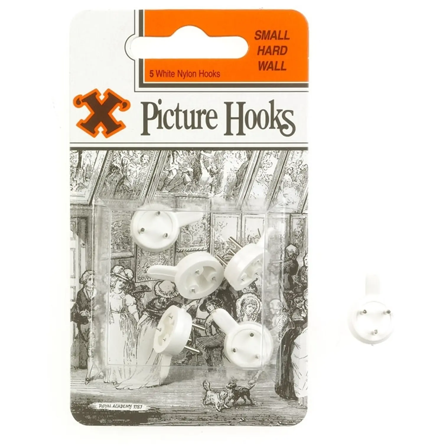 'X' Hardwall Small White Nylon Picture Hooks pk5