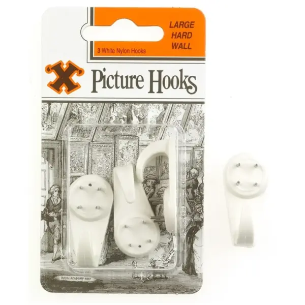 'X' Hardwall Large White Nylon Picture Hooks pk3