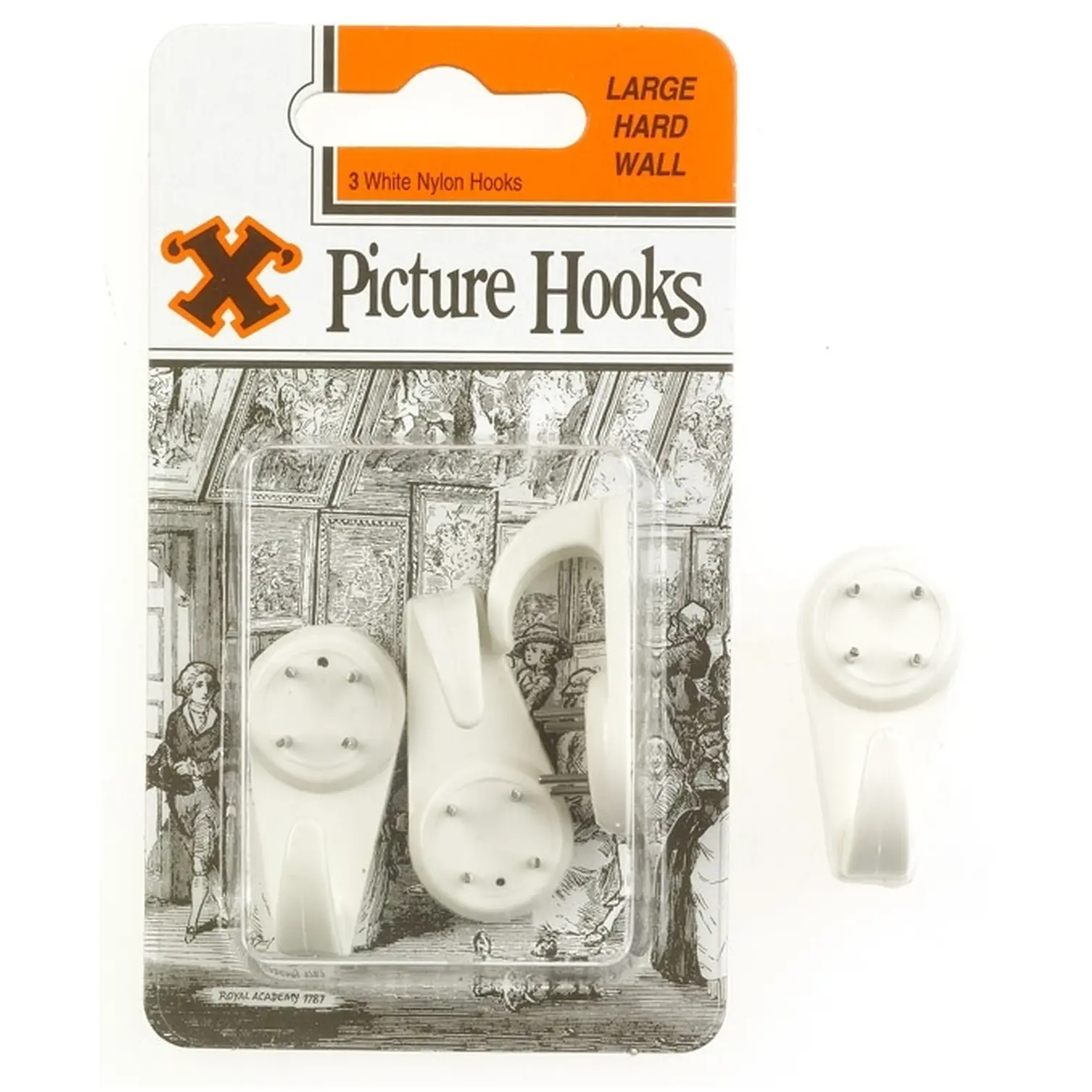 'X' Hardwall Large White Nylon Picture Hooks pk3