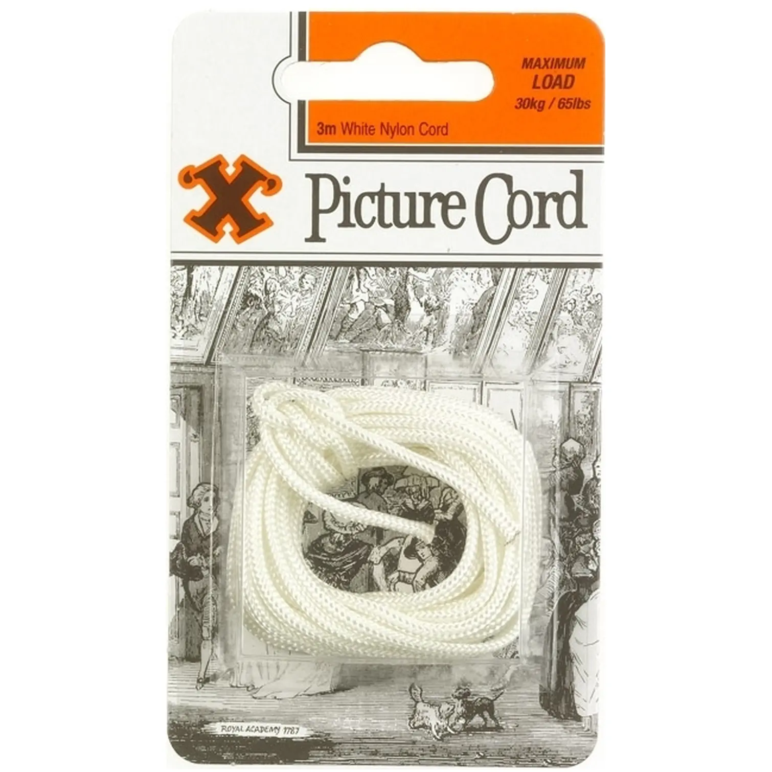 'X' White Nylon Picture Cord 3m Maximum Load 30kg
