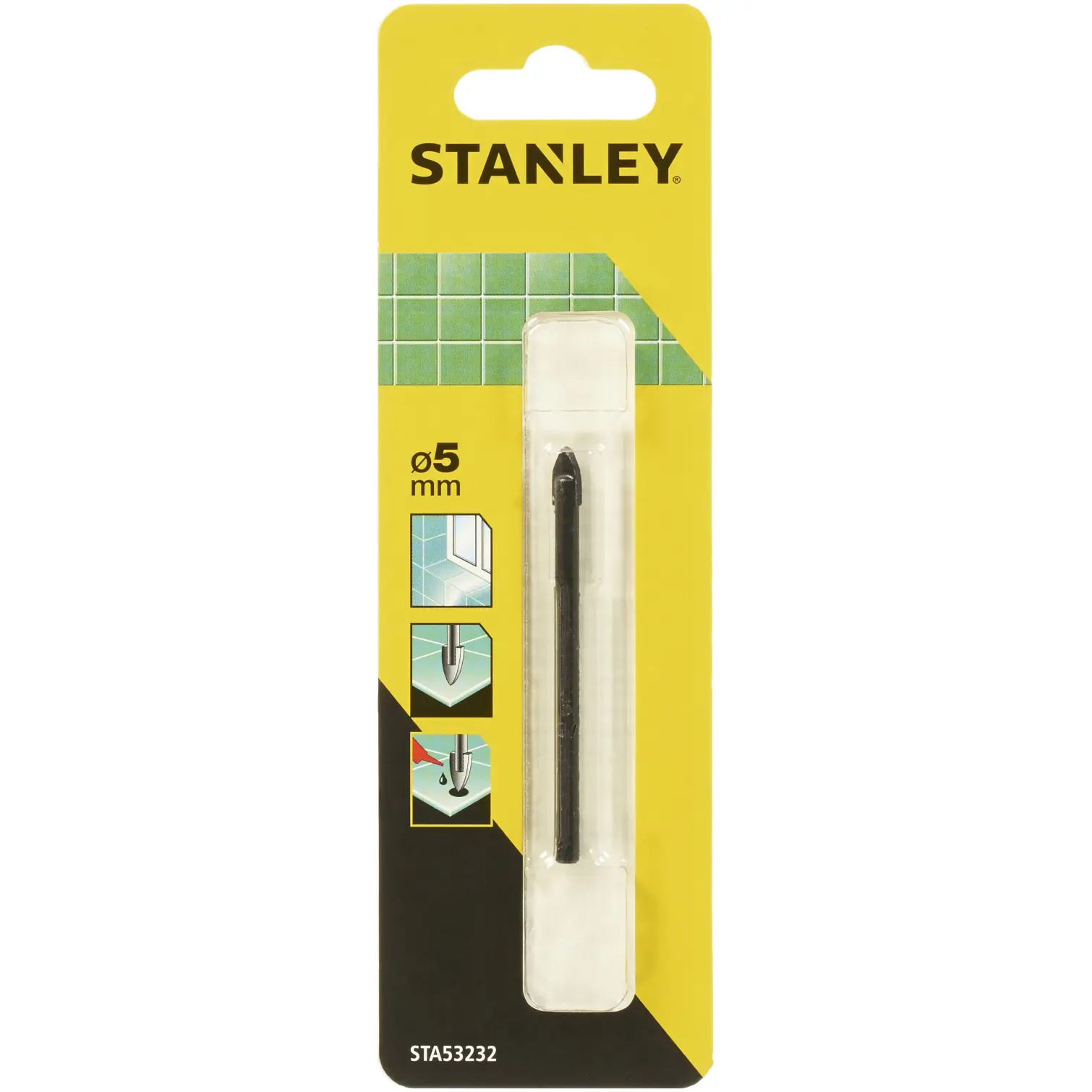 BDA1000 Stanley Tile & Glass Drill Bit 5mm x 70mm