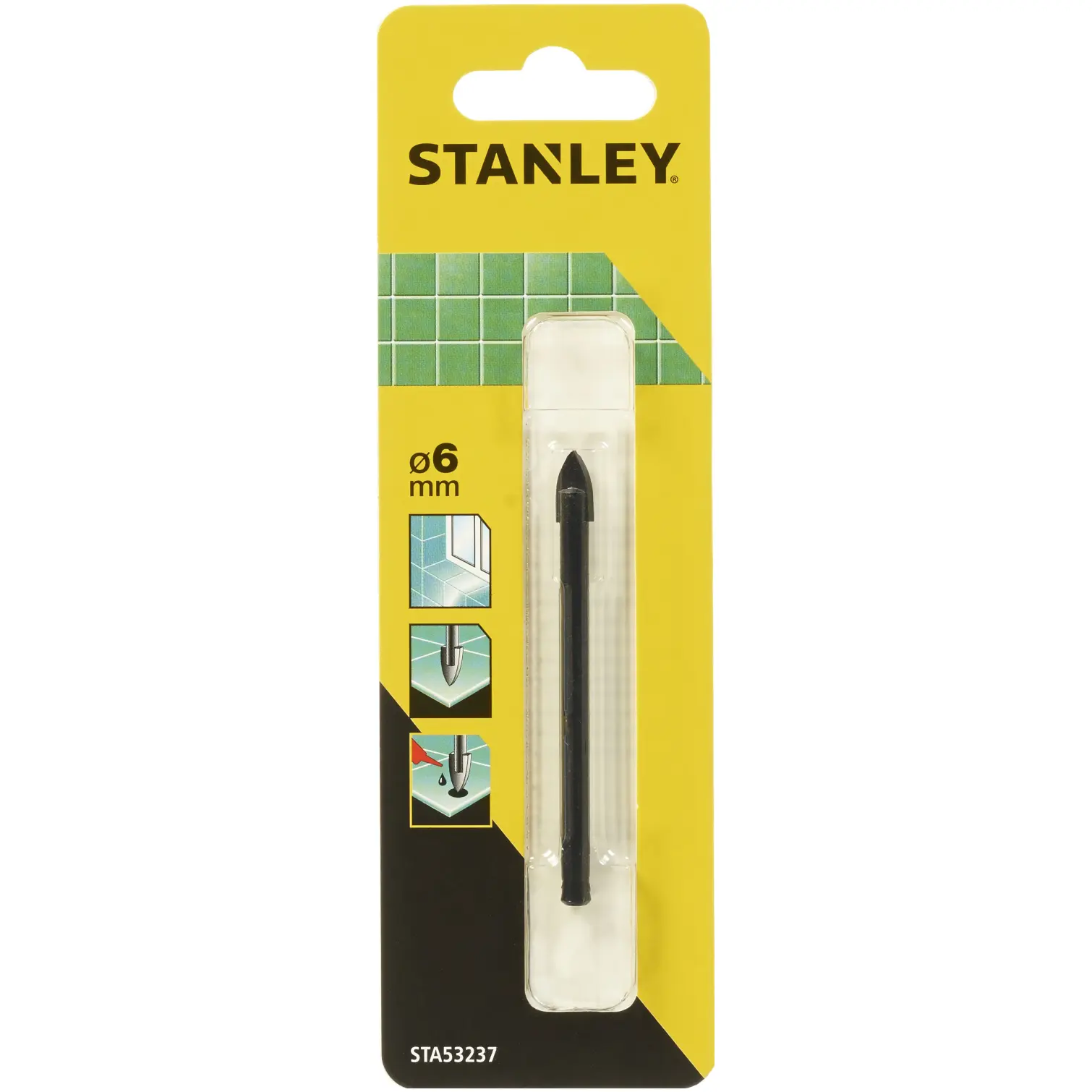 BDA1002 Stanley Tile & Glass Drill Bit 6mm x 76mm