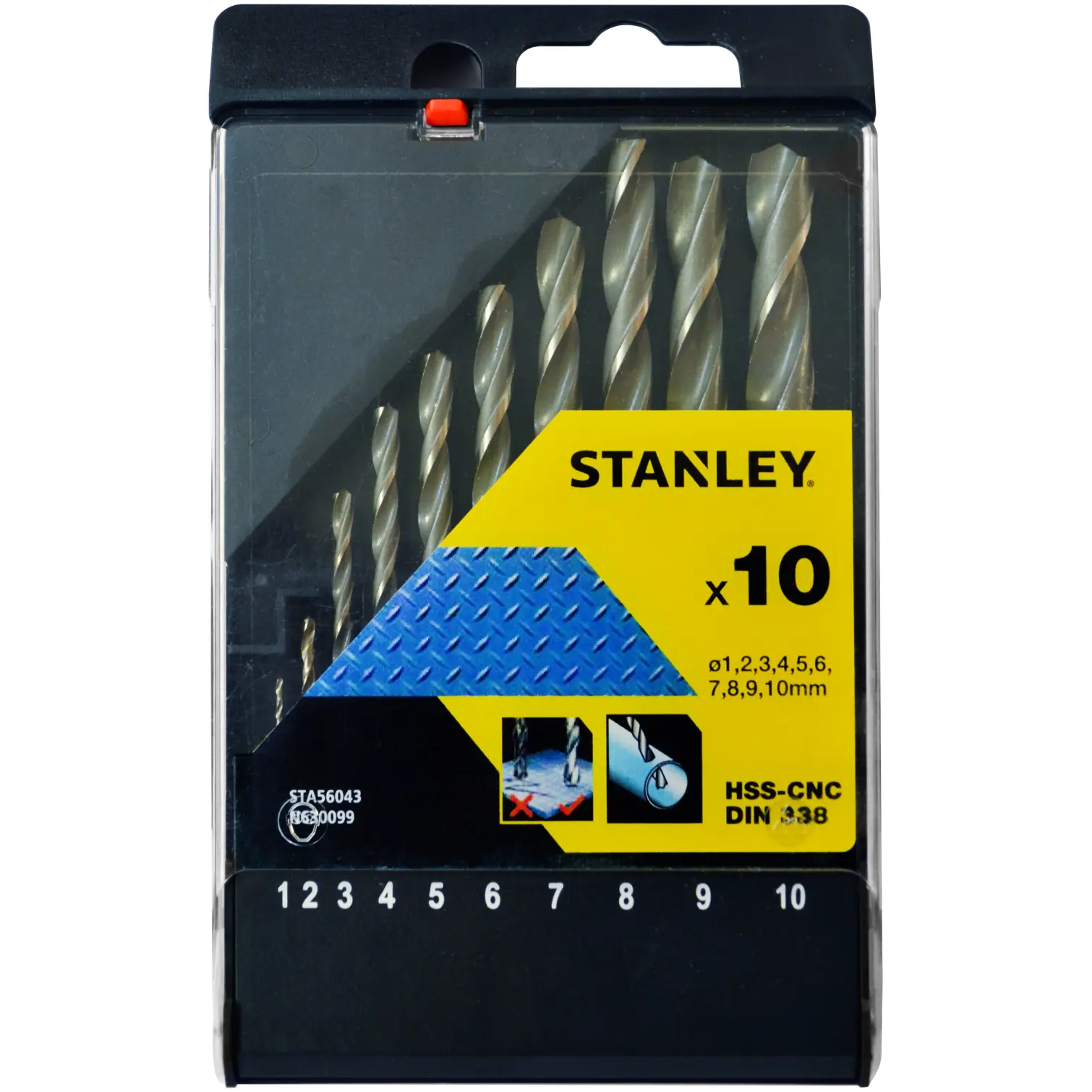 BDA1302 Stanley HSS Drill Bit Set of 10 Sizes î1-10mm