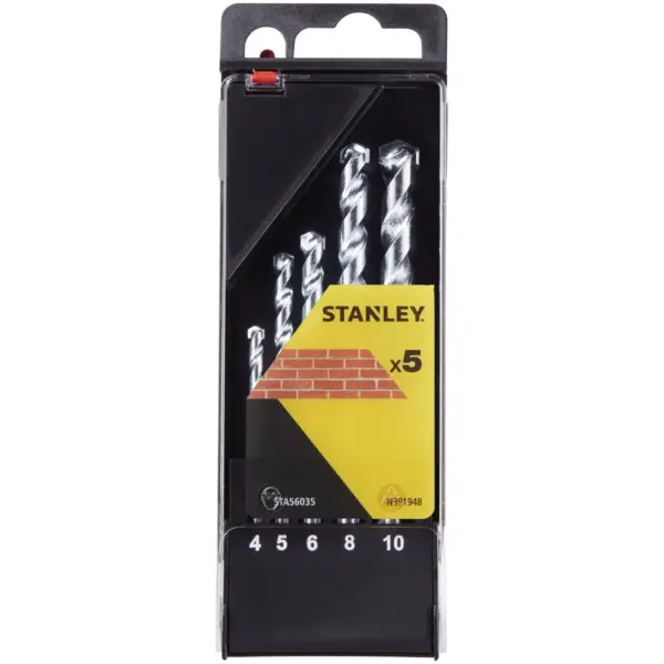 BDA1324 Stanley Masonry Drill Bit Set of 5 î4, 5, 6, 8, 10mm
