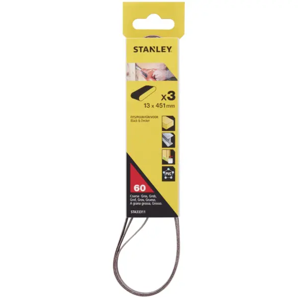 BDA1770 Stanley Alox 13x451mm Powerfile Belt 60g Pack of 3