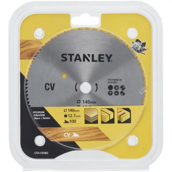 BDA1850 Stanley 100T Circular Saw Blade 140x12.7mm