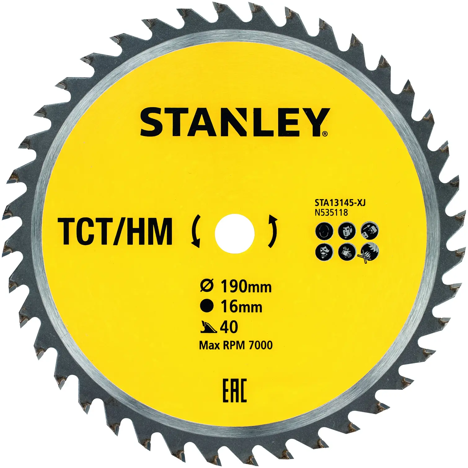 Stanley 40T Circular Saw TCT Blade 190x16mm
