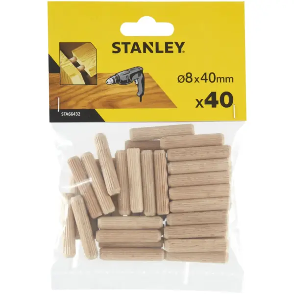 Stanley Wooden Dowels 8x40mm Pack of 40