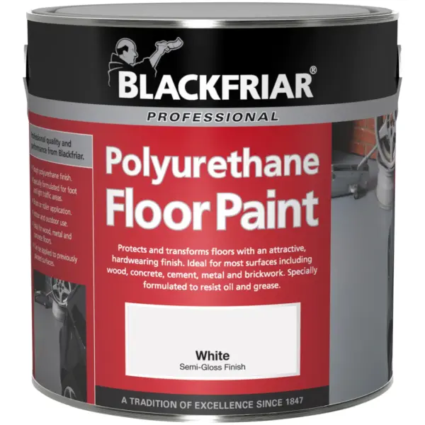 Blackfriar Polyurethane Floor Paint White Semi-Gloss Finish 1Ltr