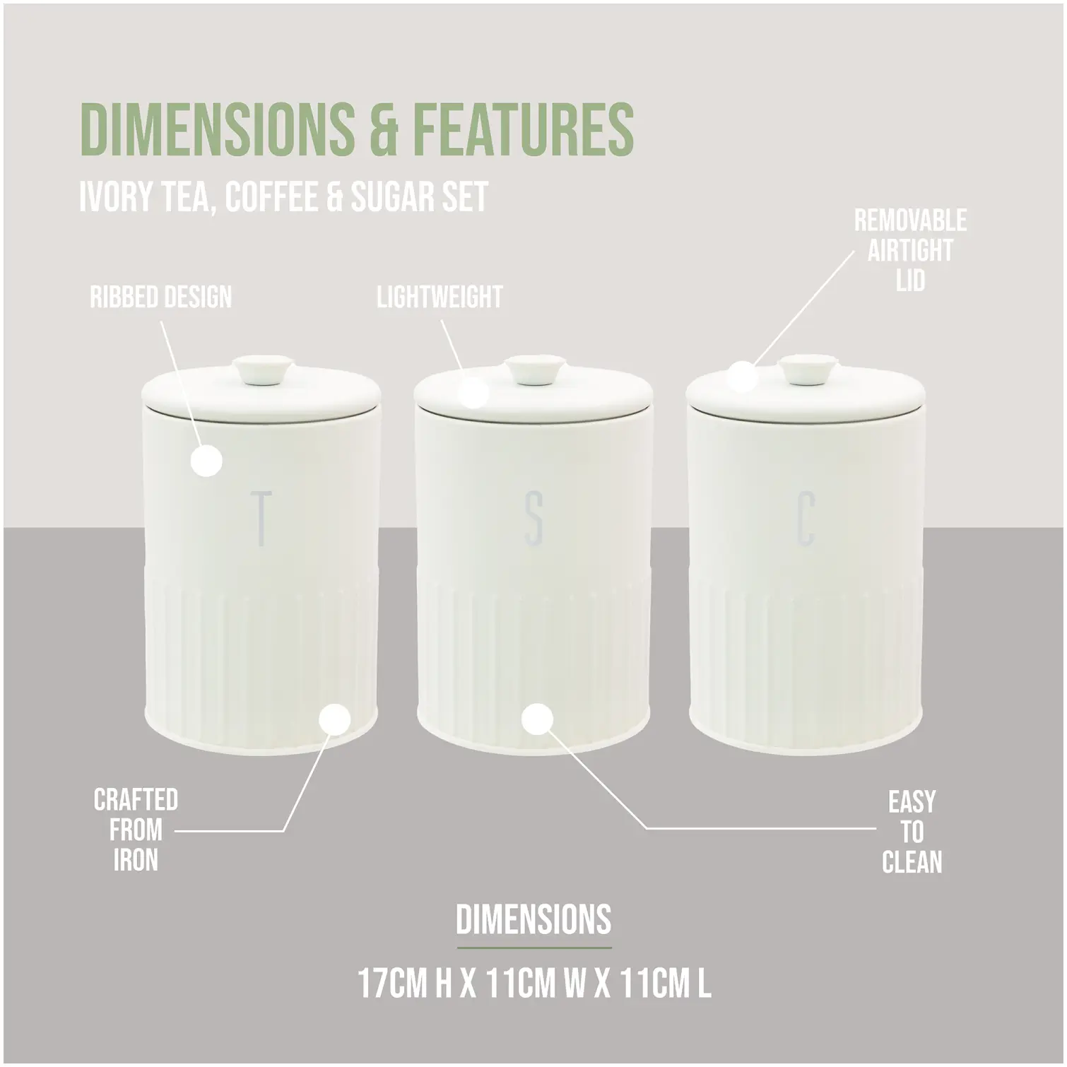 Blackmoor Tea,Coffee,Sugar & Bread Bin Set Ivory