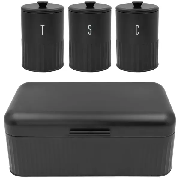 BKR0050 Blackmoor Tea,Coffee,Sugar&Bread Bin Set Black
