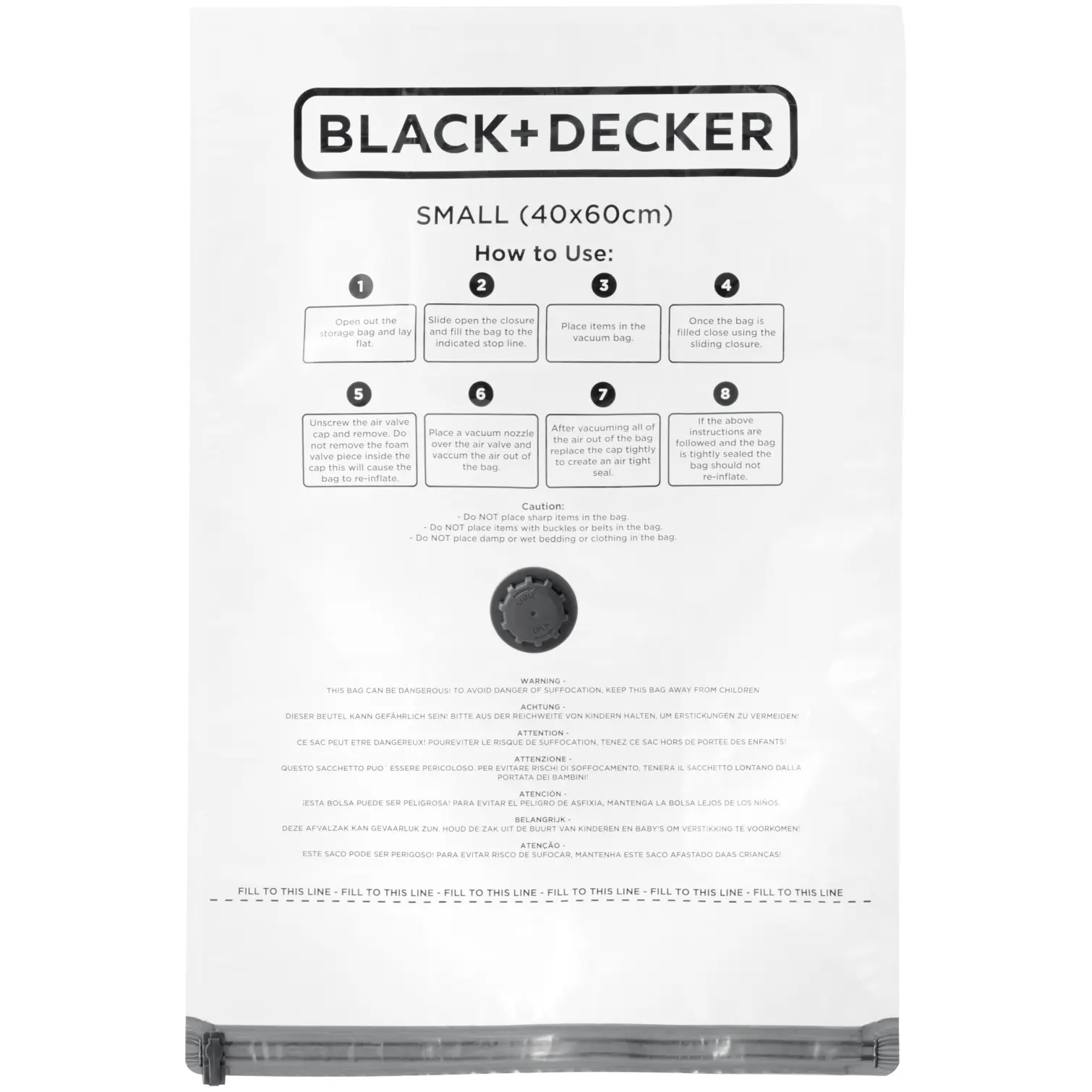 Black + Decker Vacuum Bag Small 40 x 60cm -  Pack of 3