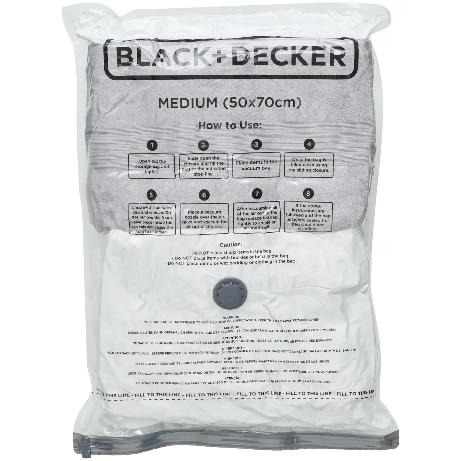 BKR0102_1 Black + Decker Vacuum Bag Medium 50 x 70cm Pack of 3
