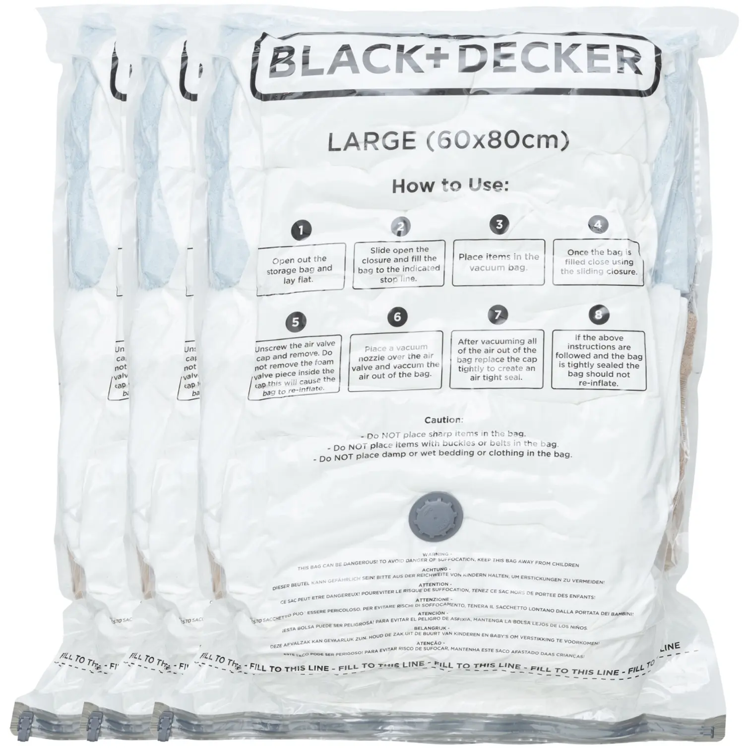 Black + Decker Vacuum Bag Large 60 x 80cm - Pack of 3