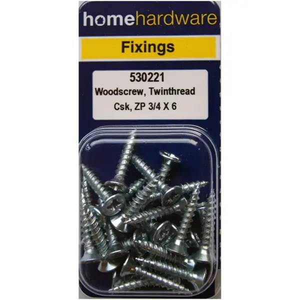 Hardened Pozi Twinthread CSK Woodscrews BZP 3/4" x 6 - Pack of 25
